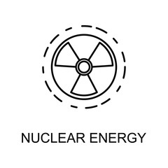 Poster - nuclear energy outline icon. Element of enviroment protection icon with name for mobile concept and web apps. Thin line nuclear energy icon can be used for web and mobile