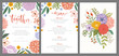 © KatyaKatya - Wedding invitation and menu design template with floral wreath. Vector illustration.