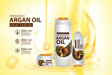 argan oil hair care protection contained in bottle background 3d illustration