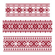 Dark red national latvian ornament in pixel art style