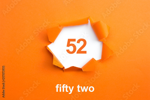 Fotomural Number 52 - Number written text fifty two