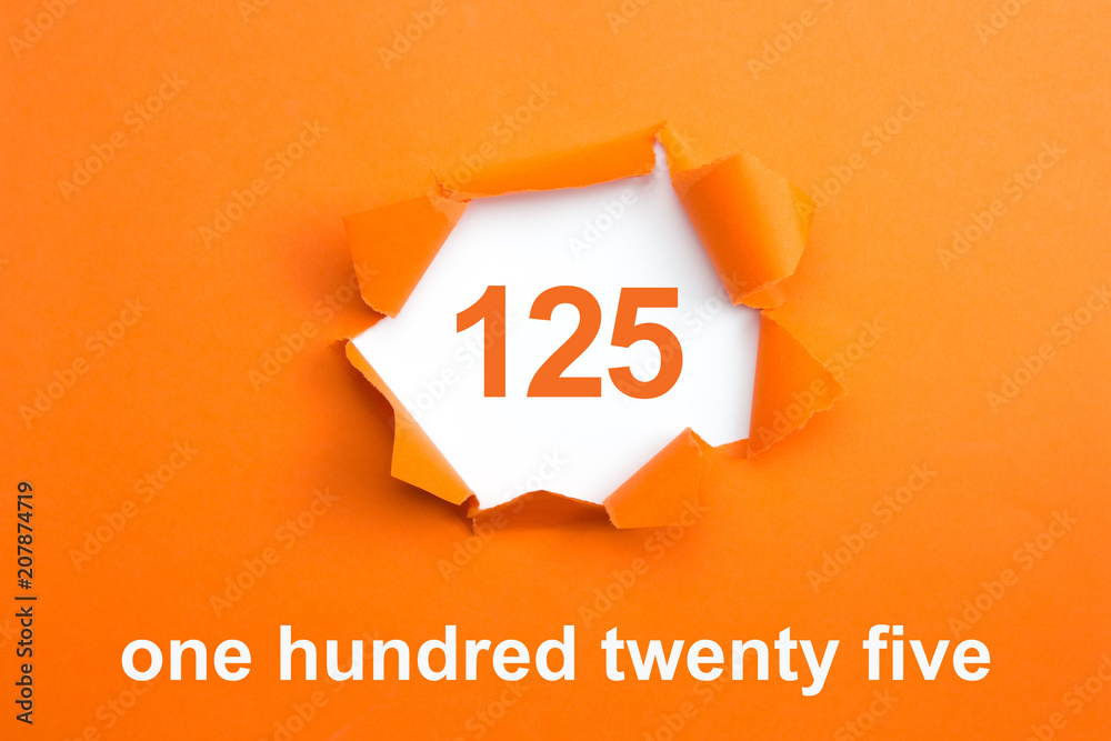 Number 125 - Number written text one hundred twenty five Stock Photo ...
