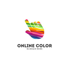 Colorful Cursor logo designs concept vector, Online Logo symbol, Abstract Cursor logo template