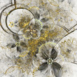 Golden fractal flowers, digital artwork for creative graphic design