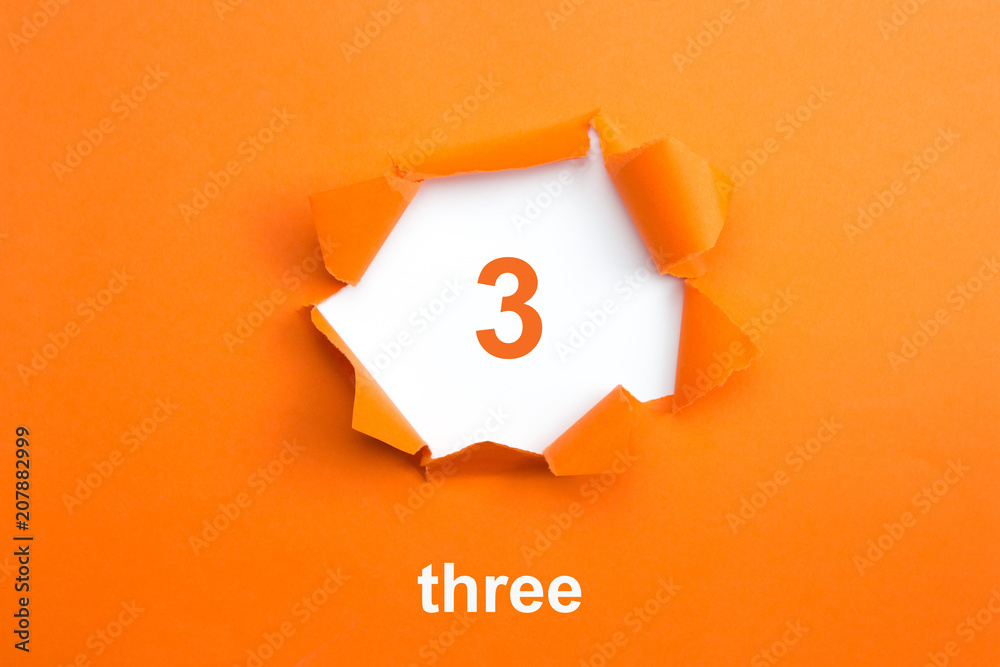 Number 3 - Number written text three - obrazy, fototapety, plakaty 