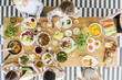 © Photographee.eu - Top view on children eating healthy food during friend's birthday party