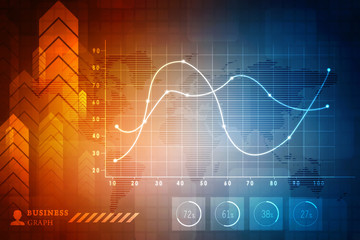 Poster - 2d rendering Stock market online business concept. business Graph
