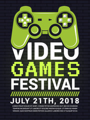 Poster - poster of video game festival. cyber sport concept with gamepad picture