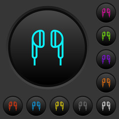 Earphone dark push buttons with color icons