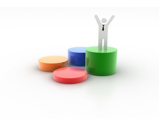 Poster - 3d rendering business man with pie graph
