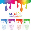 Info-graphics of paint colorful liquid flowing and dripping on white isolate background with copy space
