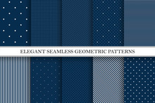 Collection Of Elegant Vector Patterns - Seamless Dotted And Striped Backgrounds