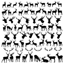 Vector Large Collection Of Deer Silhouettes