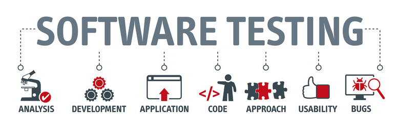 Banner software testing with vector icons