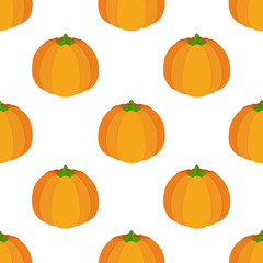 Wall Mural - Vector seamless pattern of orange pumpkin. Cartoon flat style