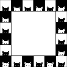 Black White Cat Chess Board Border Background
