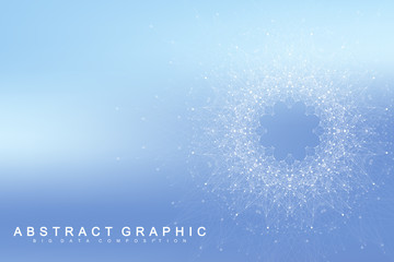 Poster - Scientific vector illustration genetic engineering and gene manipulation concept. DNA helix, DNA strand, molecule or atom, neurons. Abstract structure for Science or medical background