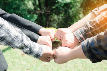 Canvas Print - Business teamwork join hands together. Business teamwork concept