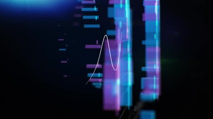 Poster - Graphs, charts and data. Perfect Flight through Business Network. Stock. Looped animation. Growing Business Chart with blue color