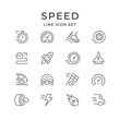 Set line icons of speed