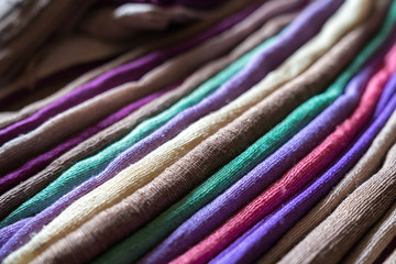 Colorful fabrics made of pure natural silk