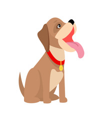 Sticker - Dog with Pink Tongue Poster Vector Illustration