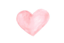 Red Heart Is Placed On A White Background, Watercolor.