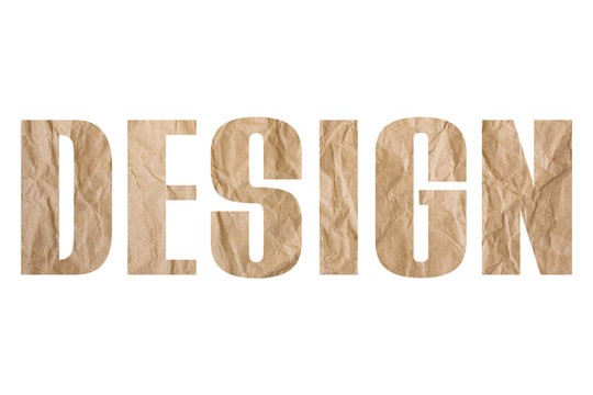 DESIGN word with wrinkled paper texture
