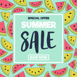 © Karolina Madej - Summer promotion - poster with melons and watermelons. Vector.