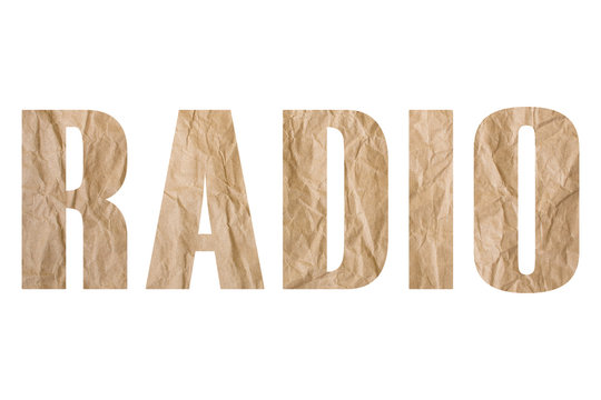 RADIO word with wrinkled paper texture