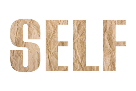 SELF word with wrinkled paper texture