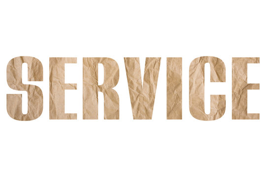 SERVICE word with wrinkled paper texture