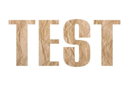 TEST word with wrinkled paper texture