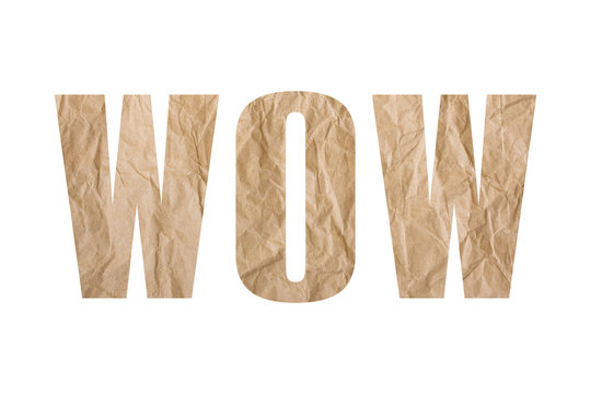 WOW word with wrinkled paper texture