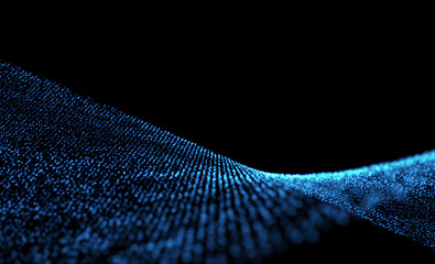 Poster - Network connections dots on black abstract background in technology concept. 3d illustration
