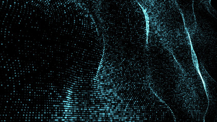 Poster - Network connections dots on black background in technology concept. 3d abstract illustration