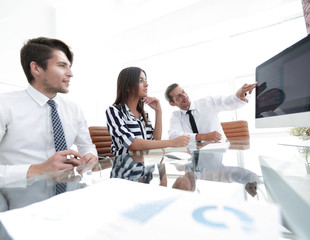 Wall Mural - business team discussing sales statistics