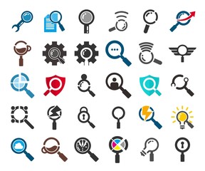 Sticker - collection set magnifying logo. research icon. optical symbol. vector eps 08.