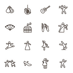 Poster - dancing signs black thin line icon set. vector