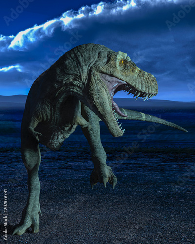 Fotomural t-rex in the wild world storm