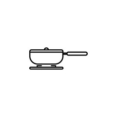 Poster - a frying pan on the stove outline icon. Element of kitchen tools icon for mobile concept and web apps. Thin line a frying pan on the stove outline icon can be used for web