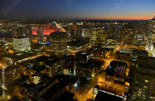Plakát Vancouver city financial district at night, photo taken from the Harbour Centre tower, Vancouver, British Columbia, Canada
