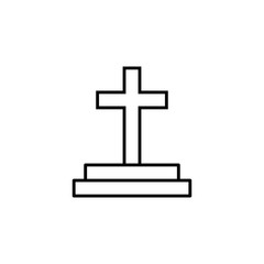 Poster - cross on the pedestal outline icon. Element of religion sign for mobile concept and web apps. Thin line cross on the pedestal outline icon can be used for web and mobile