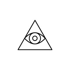 Poster - eye in the pyramid outline icon. Element of religion sign for mobile concept and web apps. Thin line eye in the pyramid outline icon can be used for web and mobile