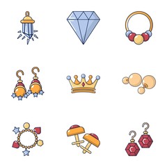 Poster - Gemstone icons set. Cartoon set of 9 gemstone vector icons for web isolated on white background