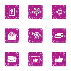 Poster - Significance icons set. Grunge set of 9 significance vector icons for web isolated on white background