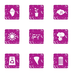 Poster - Energy recirculation icons set. Grunge set of 9 energy recirculation vector icons for web isolated on white background