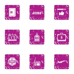 Poster - Disposal icons set. Grunge set of 9 disposal vector icons for web isolated on white background
