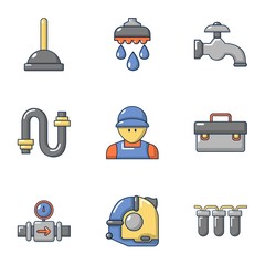 Poster - Sanitary icons set. Cartoon set of 9 sanitary vector icons for web isolated on white background