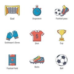 Poster - Football prize icons set. Cartoon set of 9 football prize vector icons for web isolated on white background